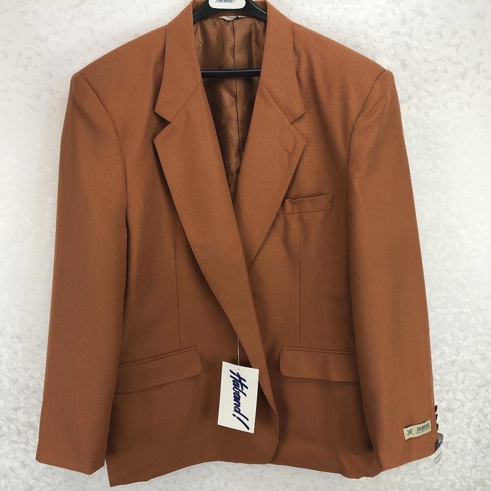 Haband Stylish Rust Orange Single-Breasted Blazer Notch Lapel Full Sleeve Sz 42R